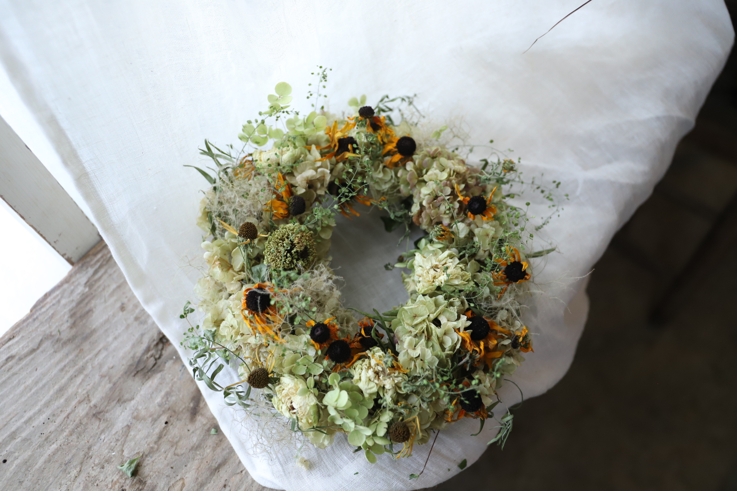 ふわっとアジサイのリース | tsumugi．